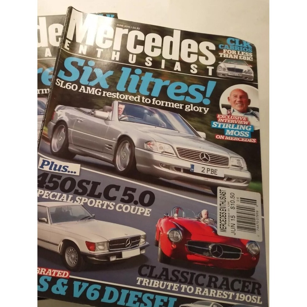 Mercedes Enthusiast Magazine June 2015 Stirling Moss SL60 AMG 450SLC 190SL